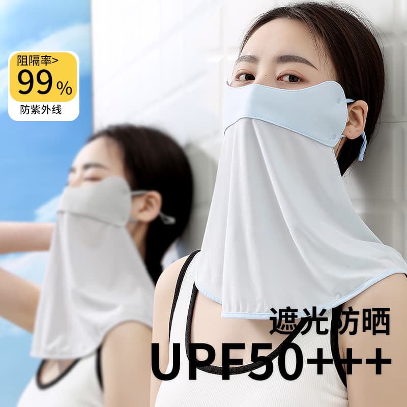 Verão rosto cheio protetor solar máscara feminina máscara facial proteção do pescoço integrado protetor solar ultraviole
