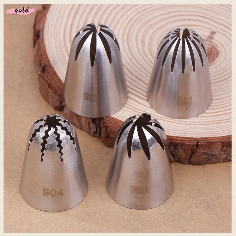 Ouro 901 902 903 904 Aço Inoxidável Tamanho Grande Perto Estrela Bico De Tubulação Creme Dicas De Gelo Bolo Fondant Cozi