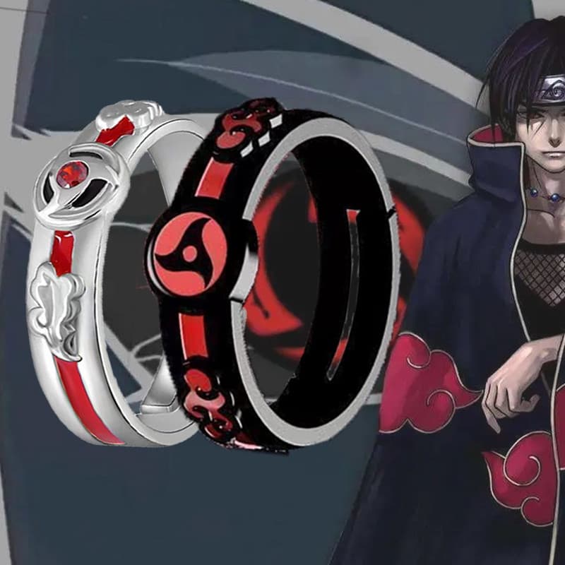 Anime Naruto Anel Akatsuki Itachi Sharingan De Metal Ajustável Acessório De Halloween Cosplay