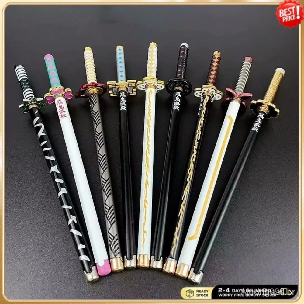 Caneta Modelo Lâmina de Metal, Estatueta Elegante de Liga, Estilo Japonês, Tema Anime para Coleção de Presentes