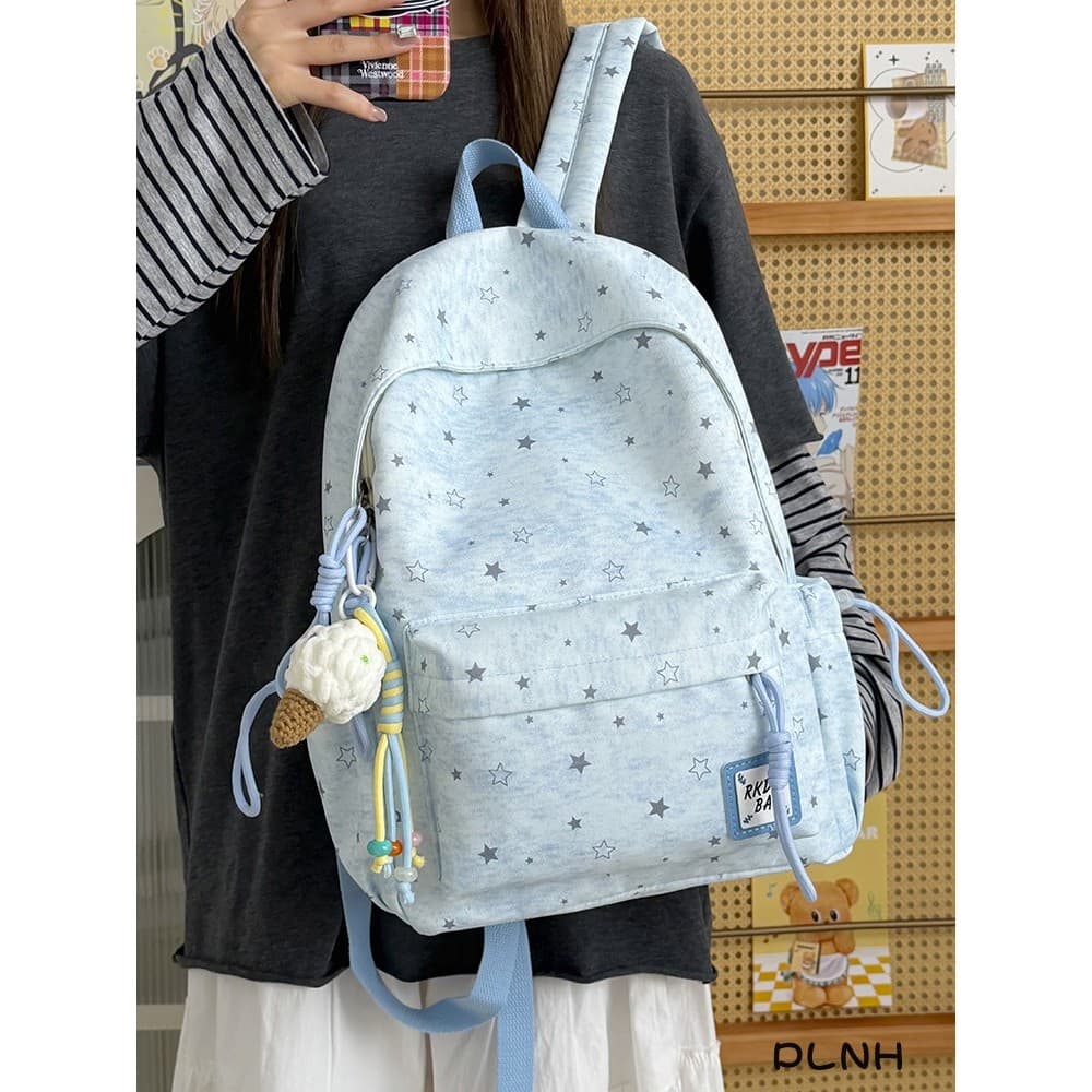 PLNH novo estilo estrela mochila feminina Campus simples bonito mochila meninos grande capacidade à prova dwaterproof ág