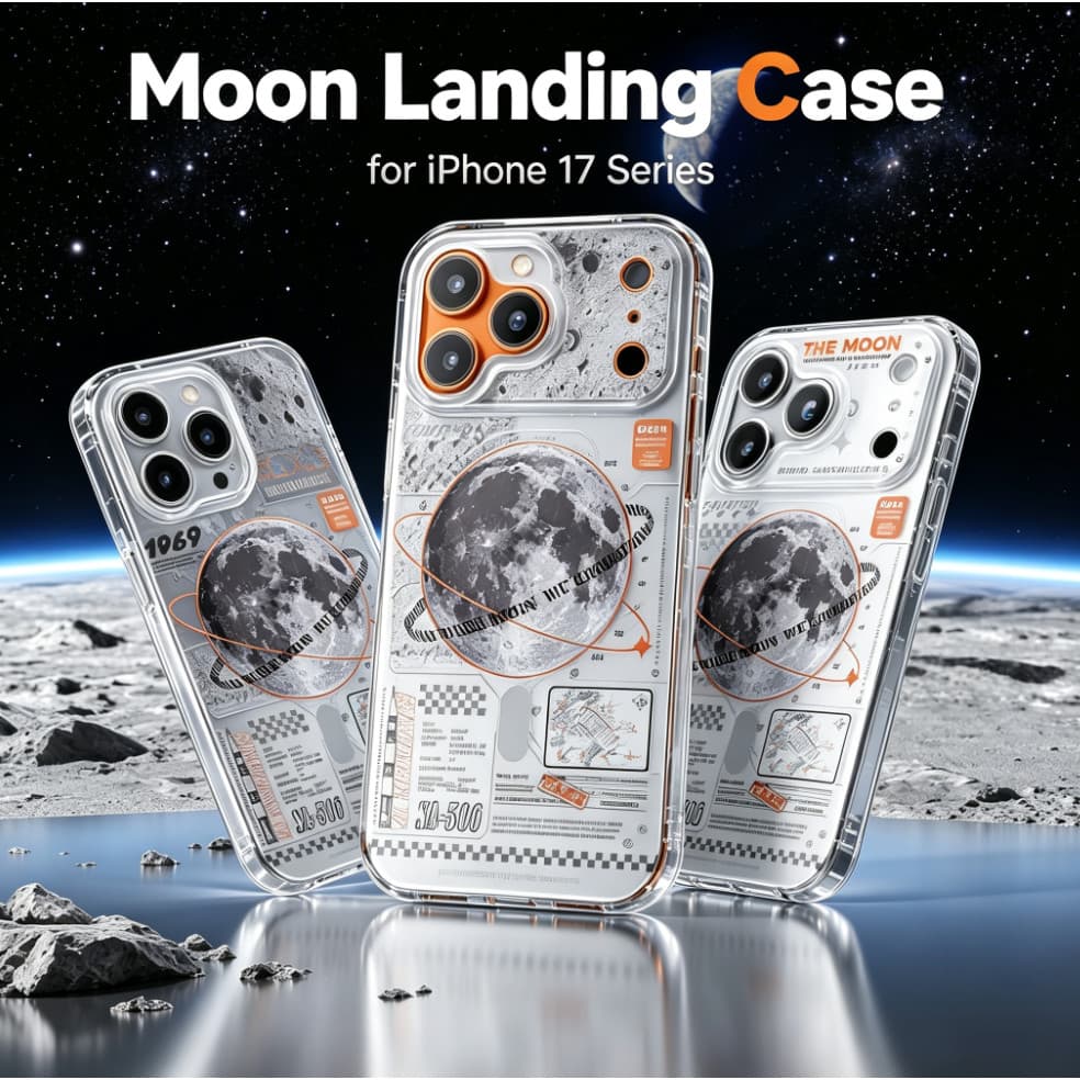 Capa Transparente MagSafe Moon Landing Para iPhone 17 Pro Max 17 17 , Protetora À Prova De Choque De Corpo Inteiro Magné