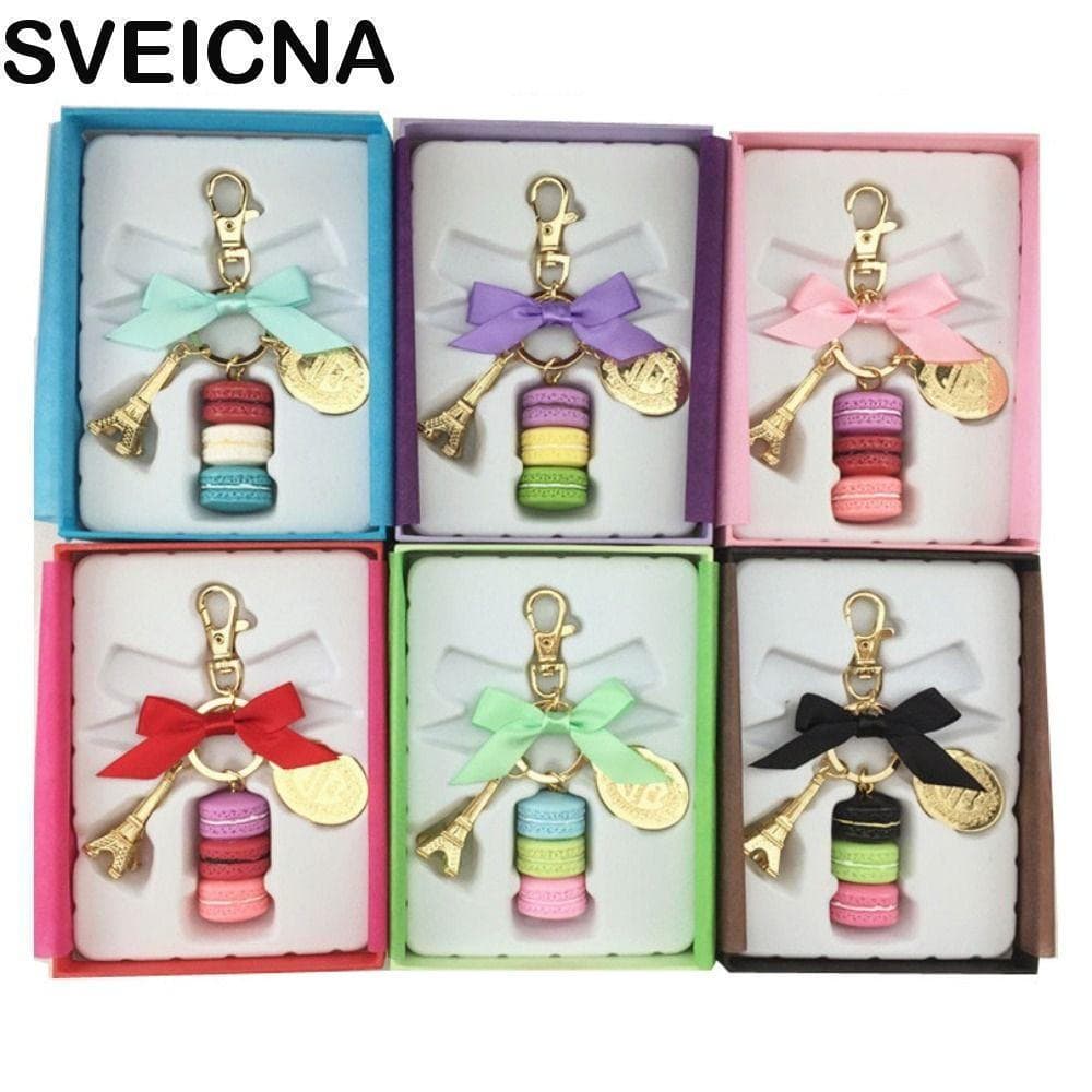 SVEICNA | Pingente De Bolo , Bolsa Com Caixa Chaveiros Da Torre Eiffel , Cor Dourada Kawaii Porta-Chaves