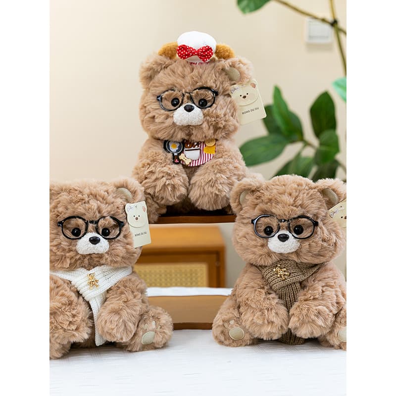 Bonito urso boneca pastelaria Chef óculos câmera urso boneca urso de pelúcia brinquedo de pelúcia crianças boneca presen