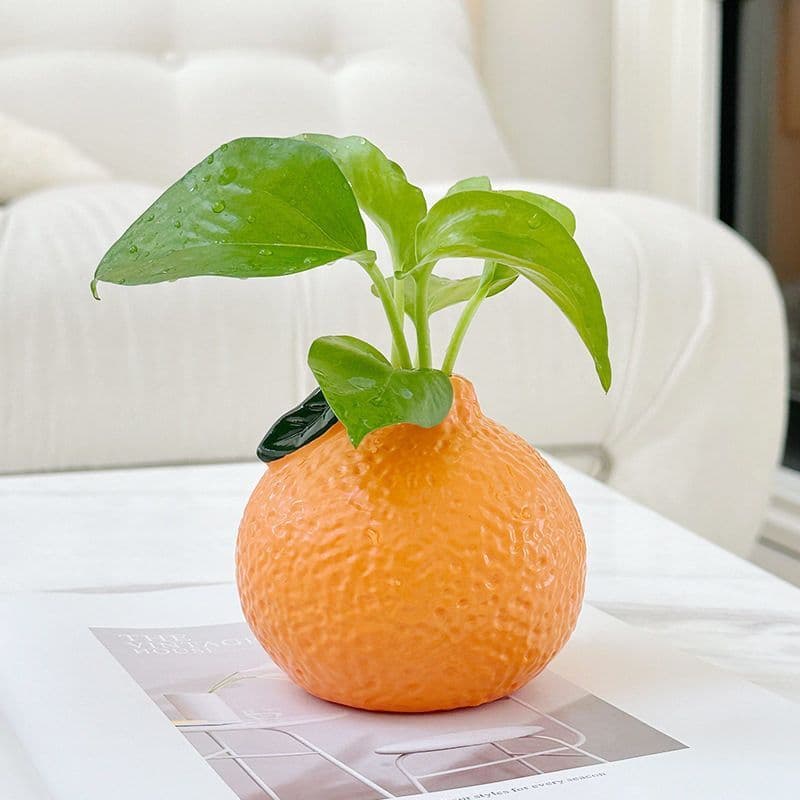 Simulação laranja pequeno vaso ornamentos sala de estar arranjo flor plantas hidropônicas flores endro verde mesa de alt