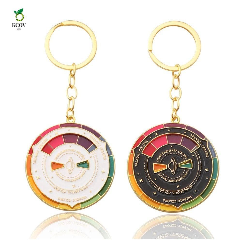 Chaveiro De Roda Colorida KCOV , Bússola Giratória Com Paleta , Metal