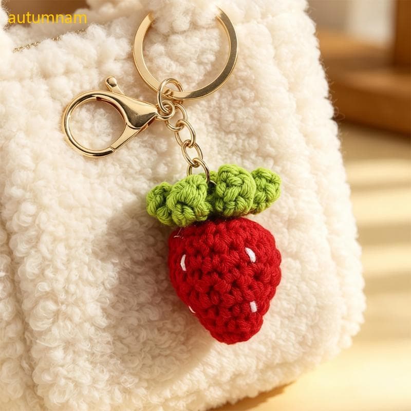 Chaveiro De Frutas De Crochê Autumnam Com Fecho Lagosta Para Chaves E Bolsas