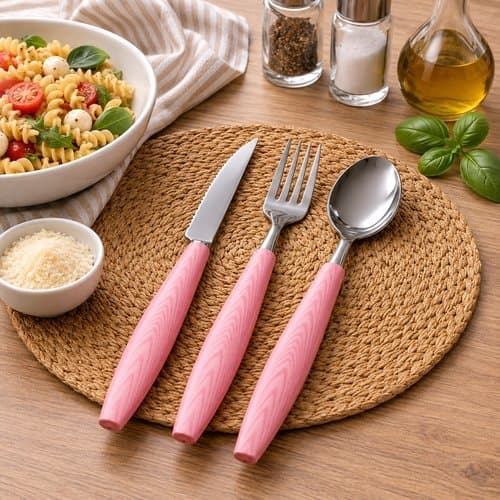 Talheres inox 12 peças FRATELLI rosa 4 garfos 4 facas 4 colheres