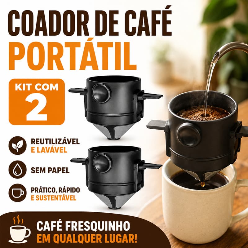 Mini Filtro De Café Reutilizável Portátil De Aço Inoxidável (Sem Papel) Para Xícaras De Chá , Lavável , Viagem , Casa
