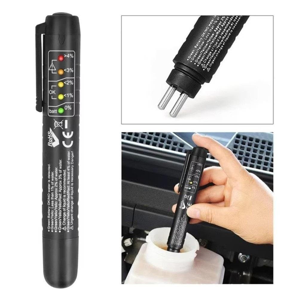 Testador de fluido de freio, calibração adequada para DOT3/4/5.1, 5 indicadores LED de nível de fluido, visor.