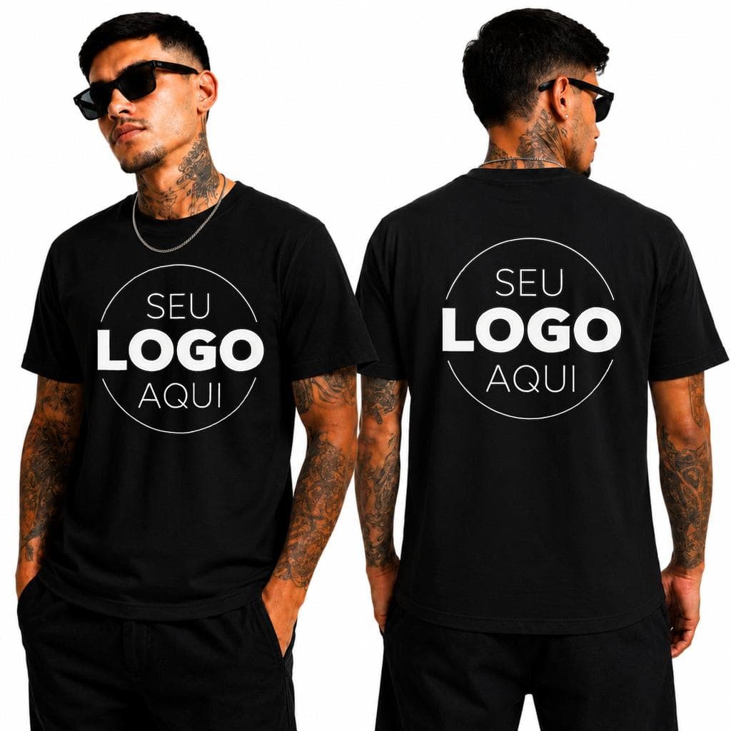 Camiseta Personalizada Com Sua Logo Camisa 100% Algodão Camiseta Masculina Preta, Camiseta Masculina, Estampa Personaliz