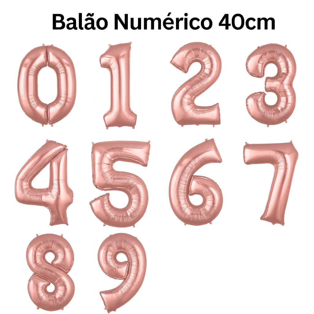 Balão Número Rose Gold Metalizado 40cm – Ideal para Aniversários e Eventos