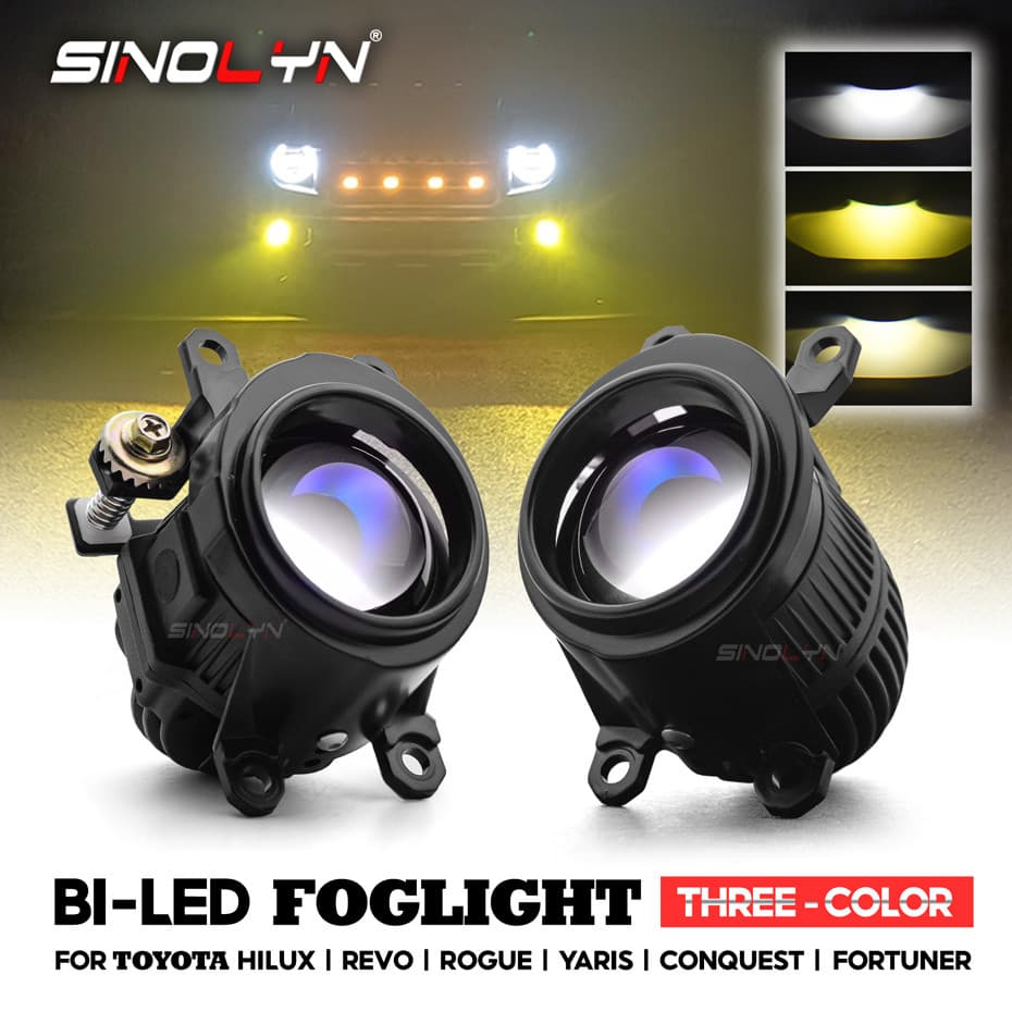 Lente De Projetor LED Azul De 2 Polegadas Luzes De Neblina Tri Cores Para Toyota Hilux Revo Rogue Conquest/Fortuner/Vios