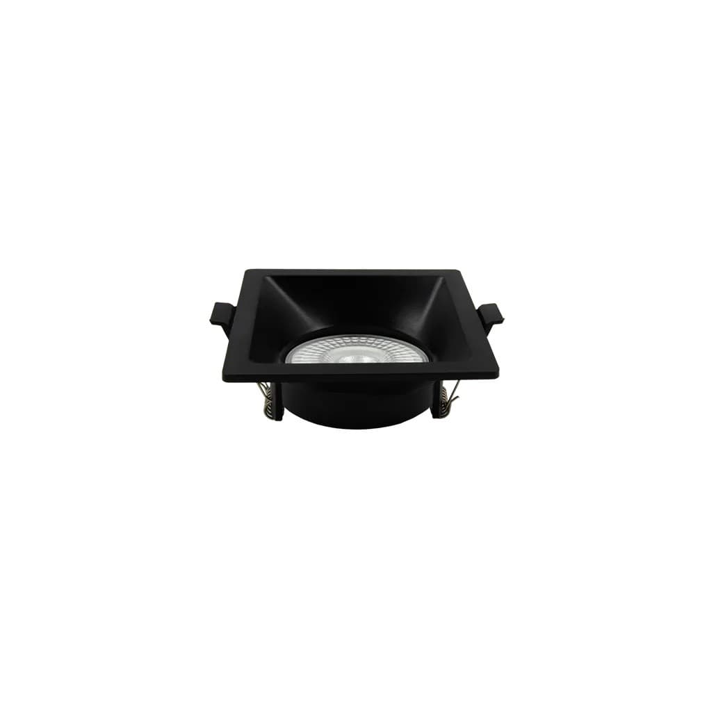 Kit 5 Spot  Led Recuado Quadrado 5W 3000K Biv Preto Galaxy
