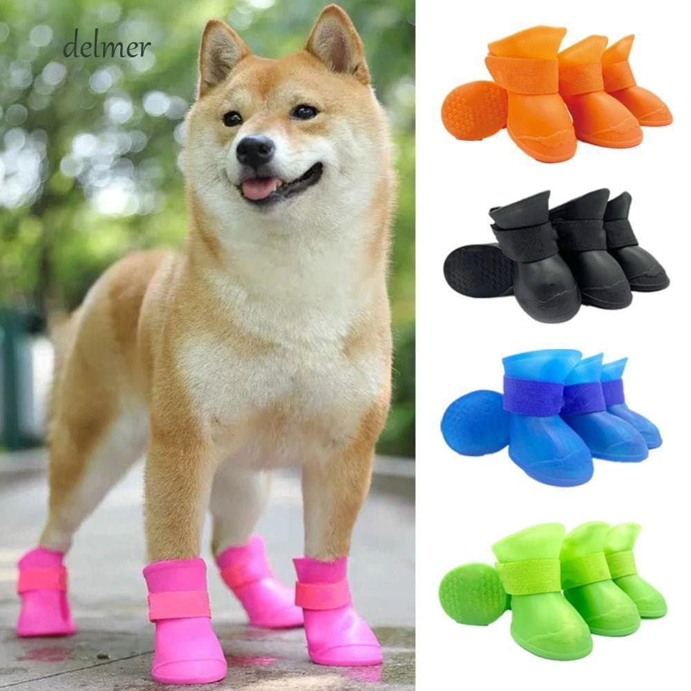 DELMER Cão Chuva Sapato Pé Capa Antiderrapante Colorido Gato Filhote De Cachorro Para Cães Pequenos Médios Grandes Supri