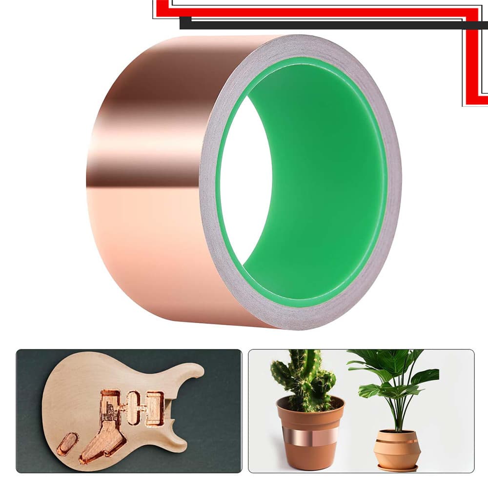 Fita de Folha de Cobre, Rolo Largo de Fita de Cobre com Adesivo Condutor para Guitarra, Fita Adesiva de Metal Dourado