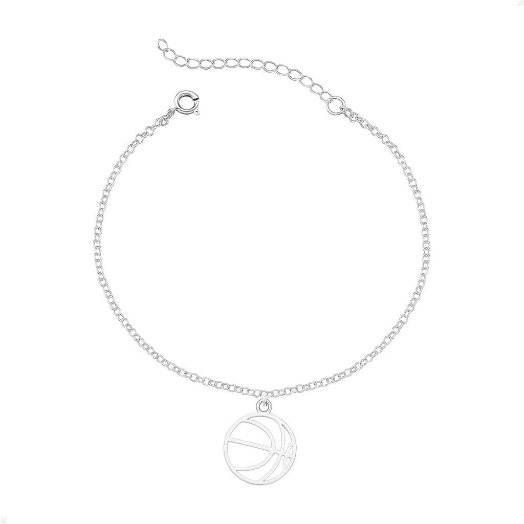 Pulseira Feminina Bola De Basquete E Extenssor Prata 925