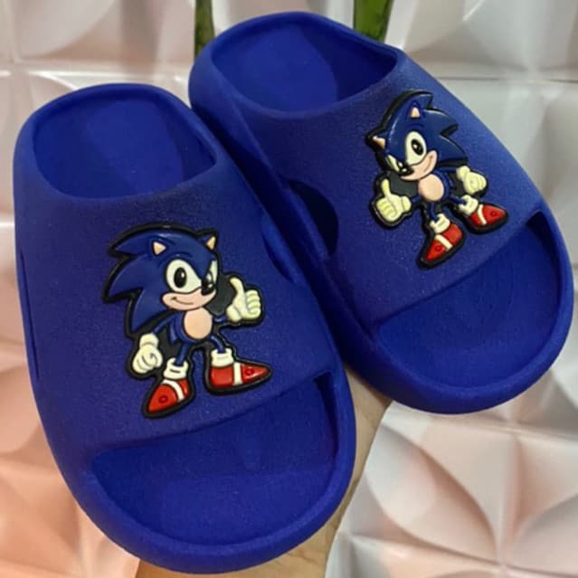 Chinelo Baby Papete Nuvem Menino Emborrachado Infantil Sonic Personalizado Escola Confortavel