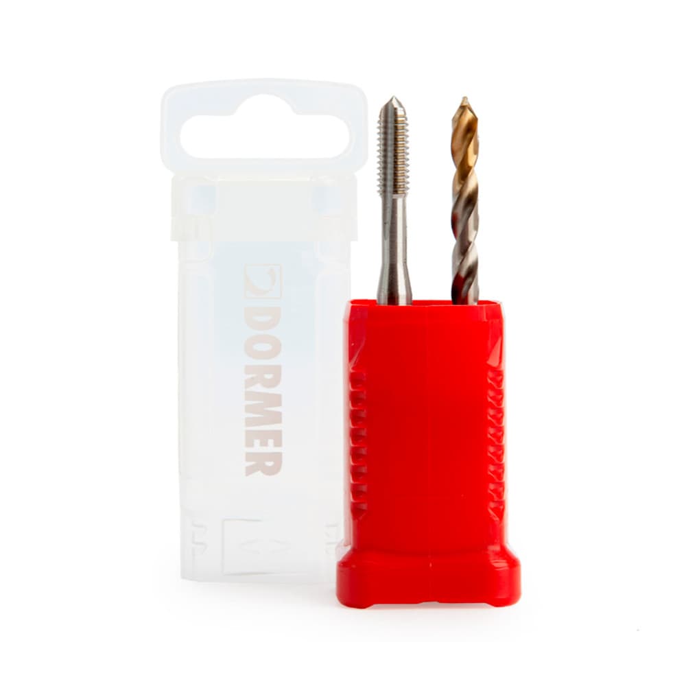 Jogo de Macho Manual HSS Canal Reto M6 x 1.00mm com Broca 5.00mm Pré-Furo Dormer DuoPack L000E500M6NO2XA002