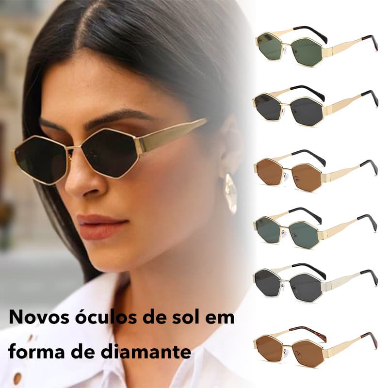 Óculos De Sol Femininos Diamond Metal Exclusivos De Armação Pequena