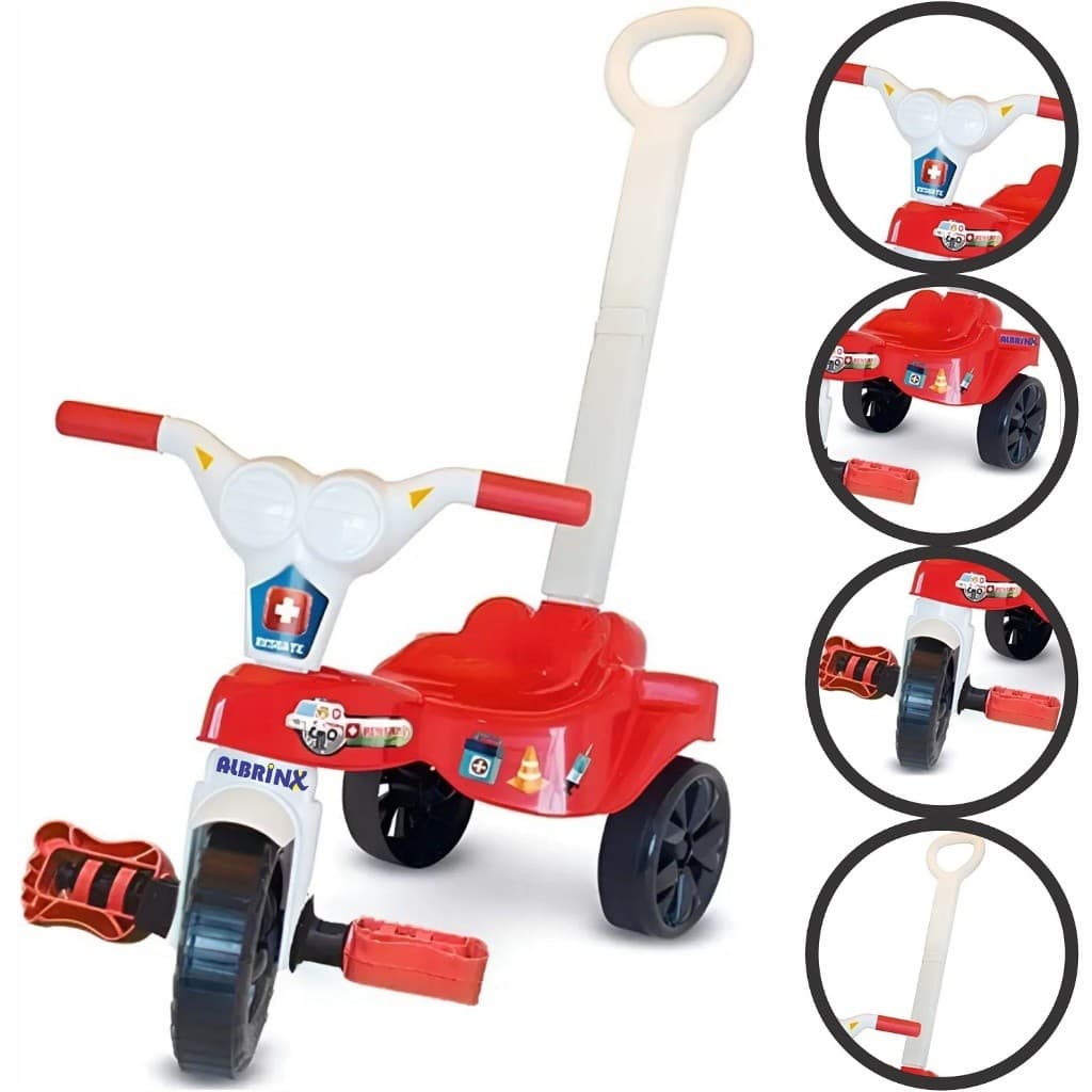 Velotrol Motoca Triciclo Infantil Menino Jet Bombeiro Resgate Com Ou Sem Empurrador