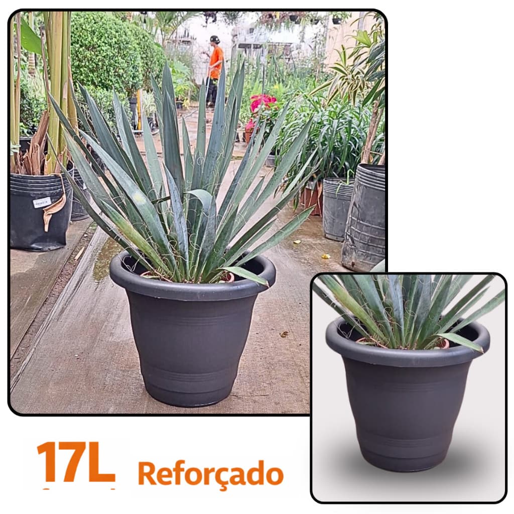 4un. Vaso Redondo 17L 35cm Boca Larga Robusto Reforçado | Com ou Sem Prato Vedado Anti Mosquito