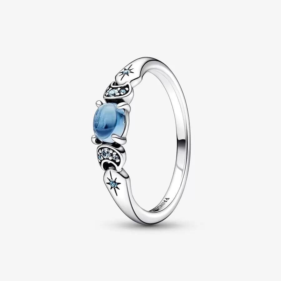 Anel Aladdin Princesa Jasmim Pedra Azul Prata 925