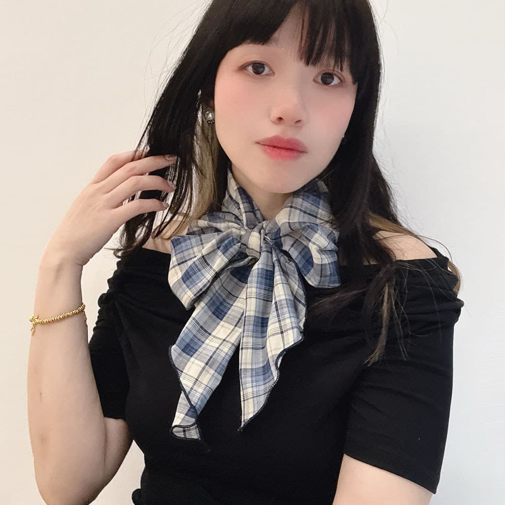 Algodão leve chanfrado comprimento médio estilo Mori cachecol decoração feminina respirável xadrez arte Retro Streamer c