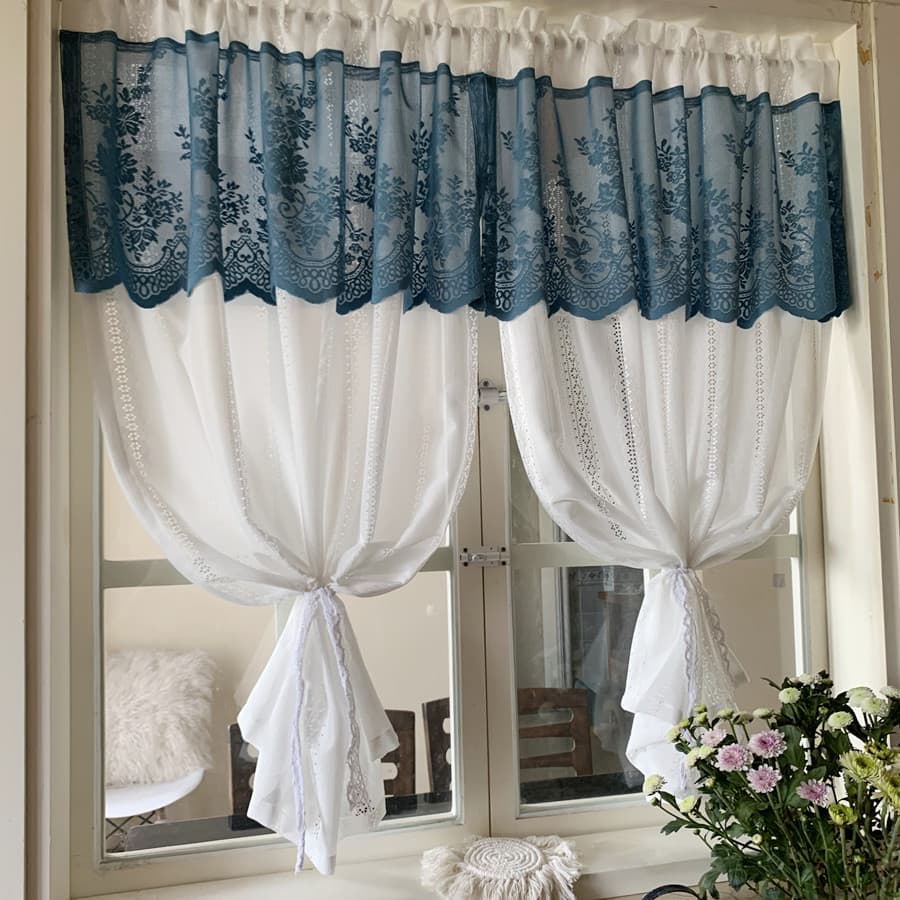 Estilo coreano americano simples Retro oco cortinas de chão janela tela cortinas Bay Windows impervioso perfuração-livre