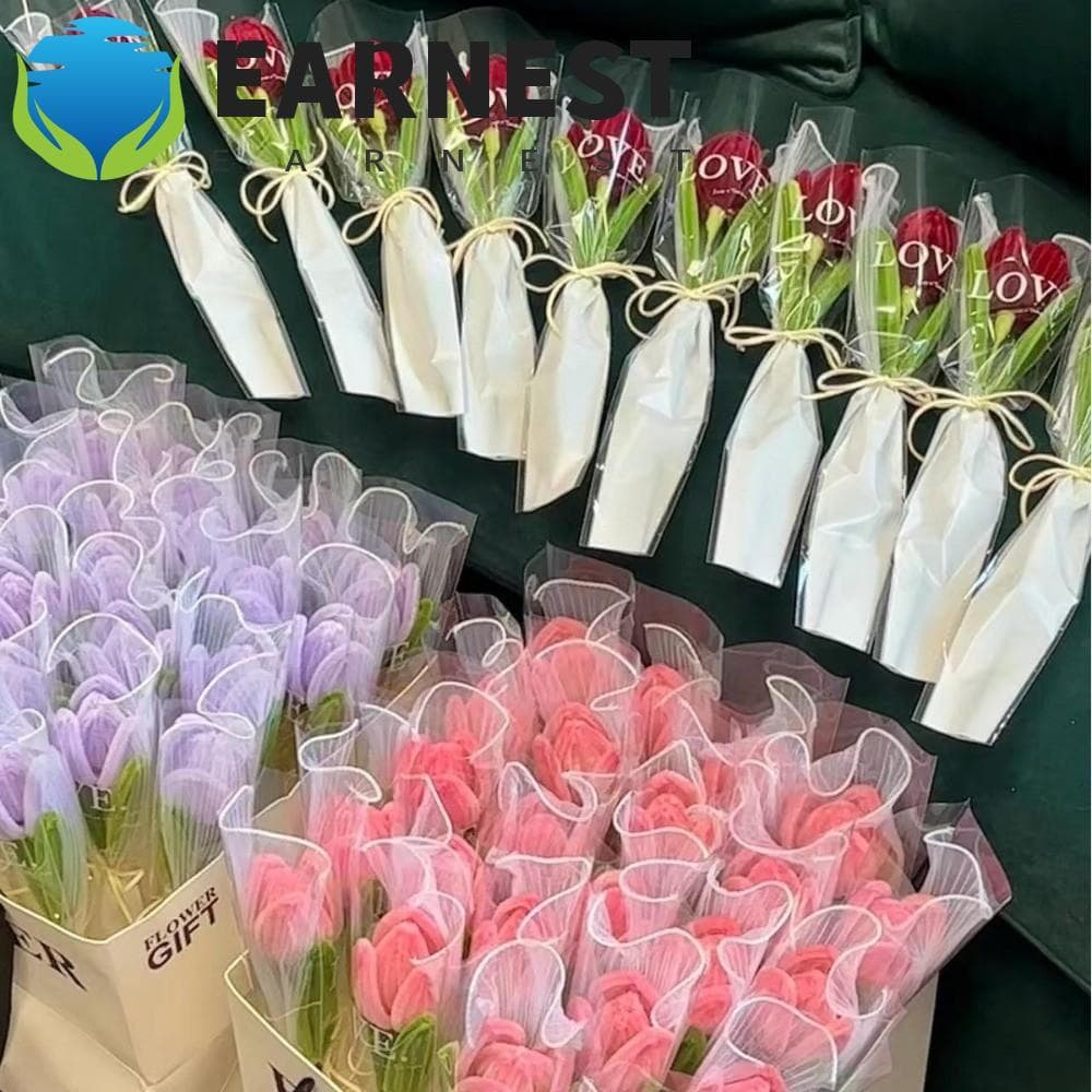 Buquê De Flores Doces EARNEST , Haste De Torção De Tulipa Artesanal Da Amizade , Flor Artificial Para O Dia Do Professor