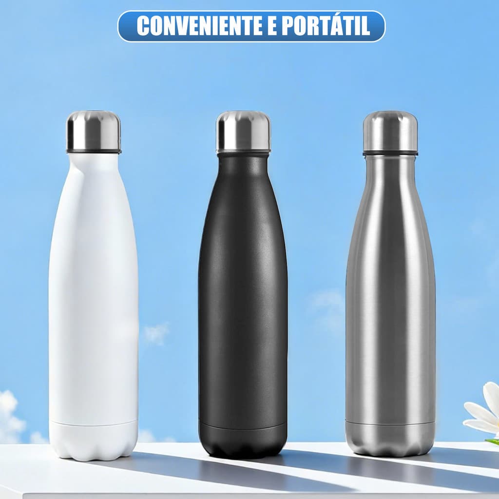 Garrafa Térmico Inox a Vácuo Resistente Squeeze Suco Chá Academia 750ml copo