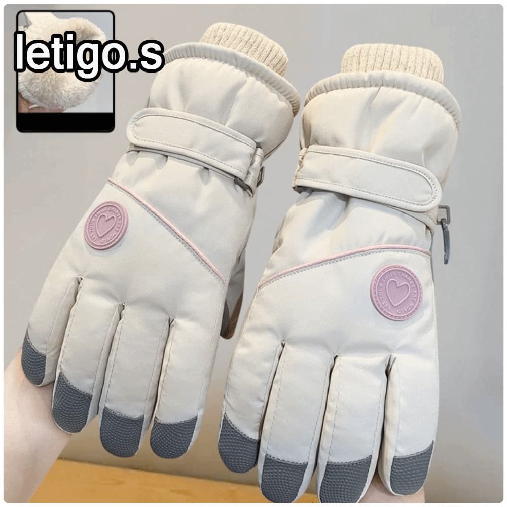[LETIGO] Luvas De Pelúcia Femininas,Esqui Impermeáveis Para Snowboard Com Tela Sensível Ao Toque Neve Quentes De Inverno