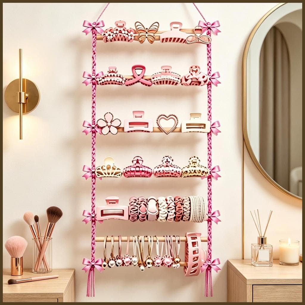 Organizador De Clipe De Garra , Economizador De Espaço , Armazenamento Vertical De Macrame , Contém 15 Grampos De Cabelo