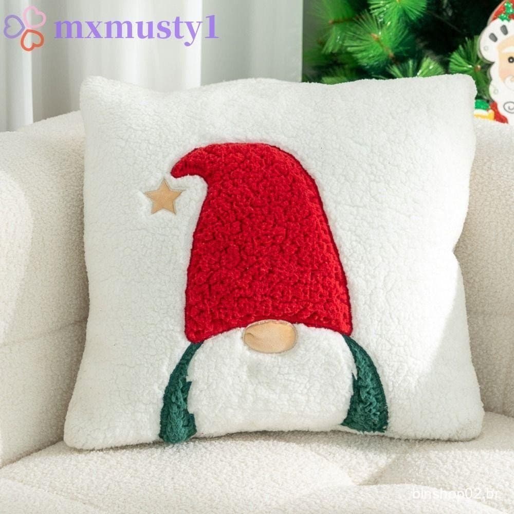 Fronha De Natal MXMUSTY , Capa De Almofada Quadrada De Pelúcia Macia De Cervo De Alce De Boneco De Neve