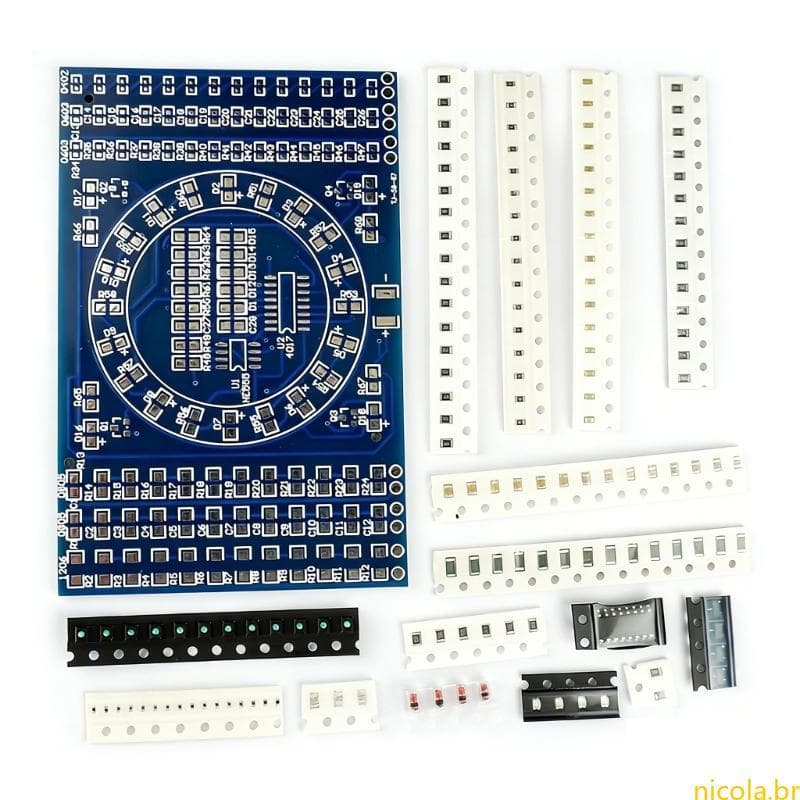 Nic 10 Canais Girando LED Kit Placa Circuito Luz Educacional Para Treinamento Soldagem