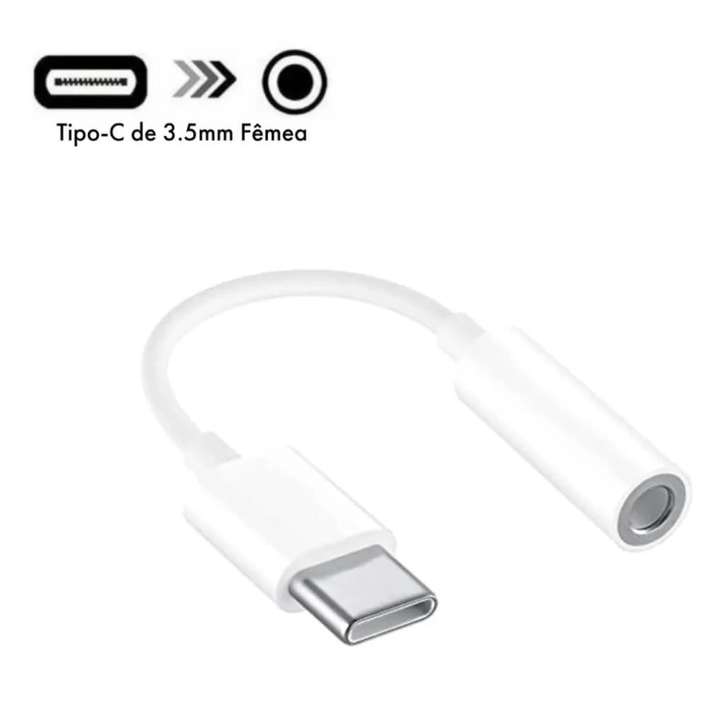 Adaptador  USB Tipo-C para Fone de Ouvido P2 3,5mm – Áudio de Alta Qualidade