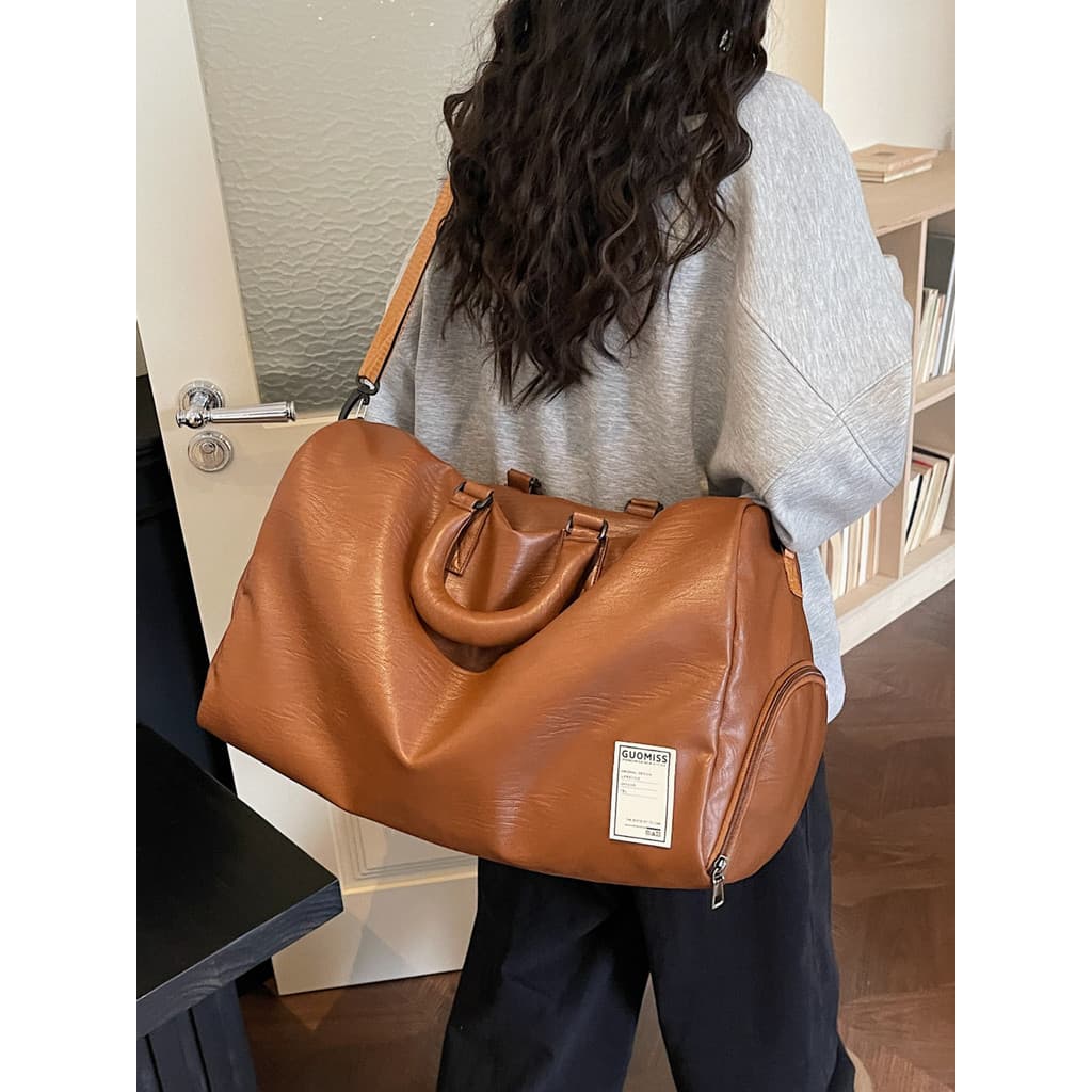 High-End sentido grande capacidade saco de viagem feminino macio couro do plutônio portátil Cross-corpo saco de ginásio