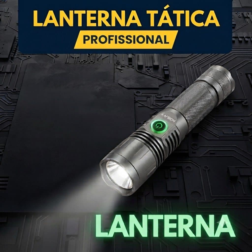 Lanterna LED Potente com Recarregável USB e Luz Branca para Acampamento