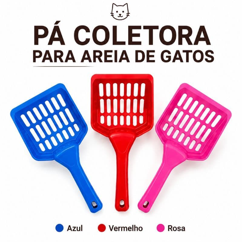 Pá Peneira de Areia Coletora Higiênica Pet Gato Cachorro Lagarto - Caixa de Areia