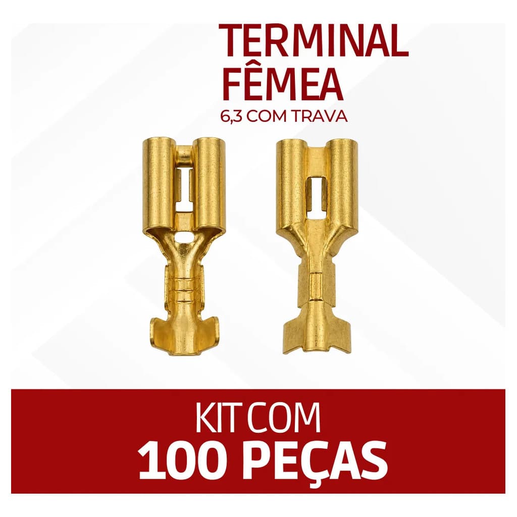 Terminal Encaixe Fêmea 6,3 Com Trava Latão- Cento