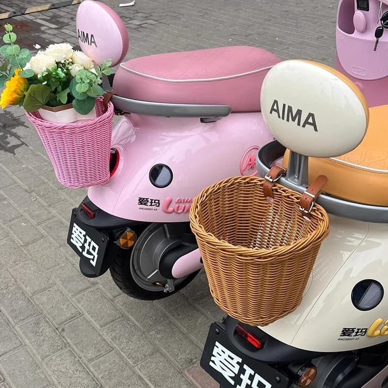 Emma cesta traseira de veículo elétrico, cesta de suspensão traseira para motocicleta elétrica, bolsa escolar frontal, c