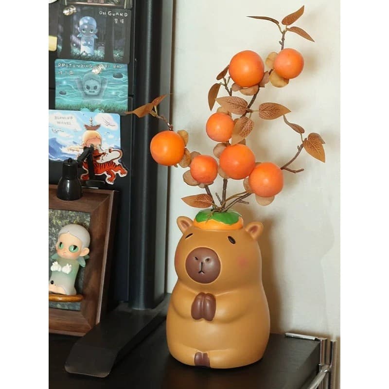 Vaso de capivara fofo criativo capivara arranjo de flores secas enfeites de desenhos animados decorações para casa adere