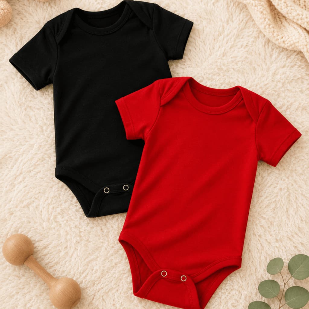 Kit 2 Bodies Bebê Lisos Manga Curta Básico Unissex Confortável para Enxoval
