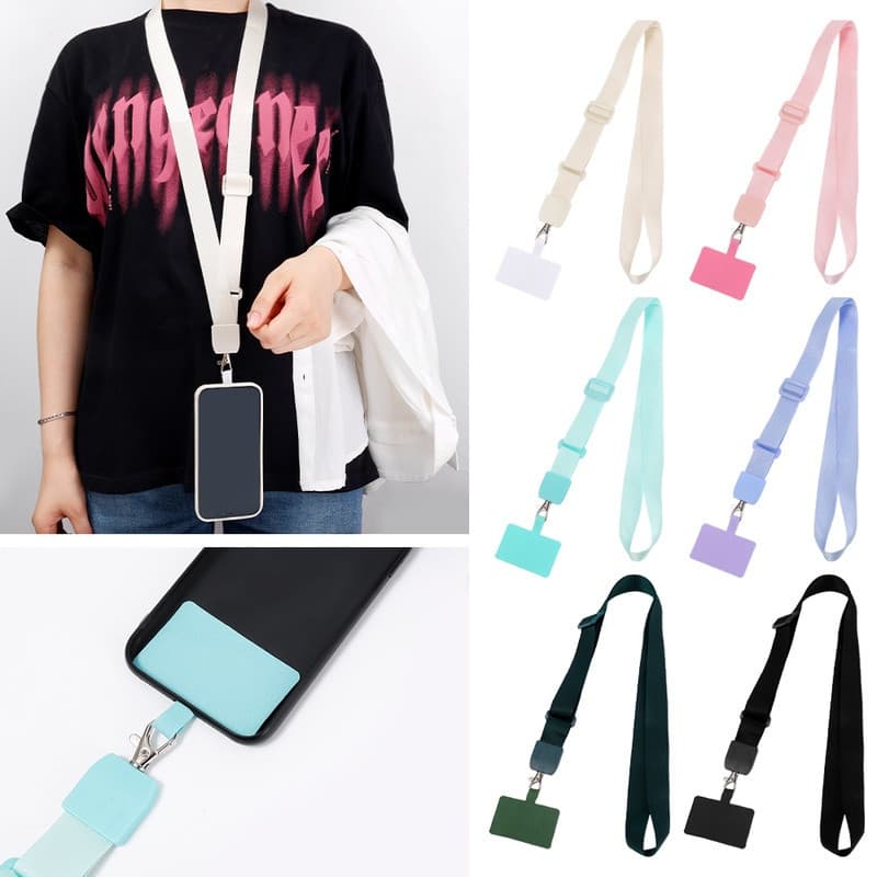 Alça De Pescoço Ajustável Anti-Perda Crossbody De Nylon Universal Com Porta-Cartão