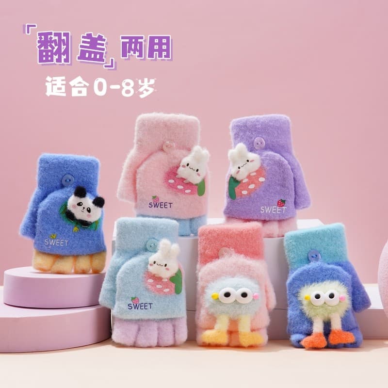 Luvas de bebê inverno crianças meio dedo Flip meninos meninas crianças sem dedos outono inverno estilo fino jardim de in