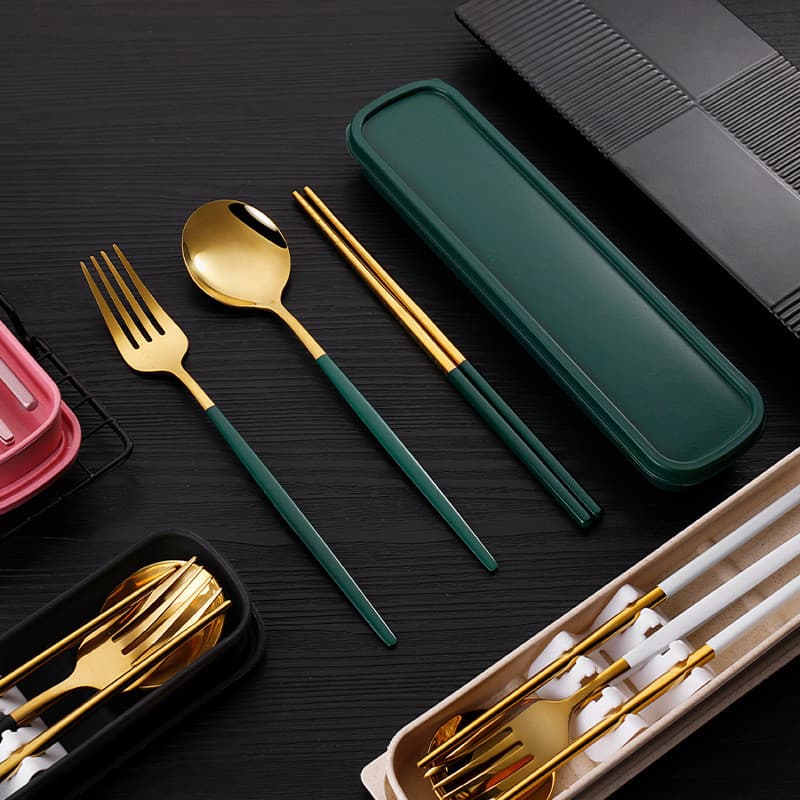 Pauzinhos colher conjunto portátil conjunto de talheres doméstico High-End luz luxo escritório trabalhador lancheira 202