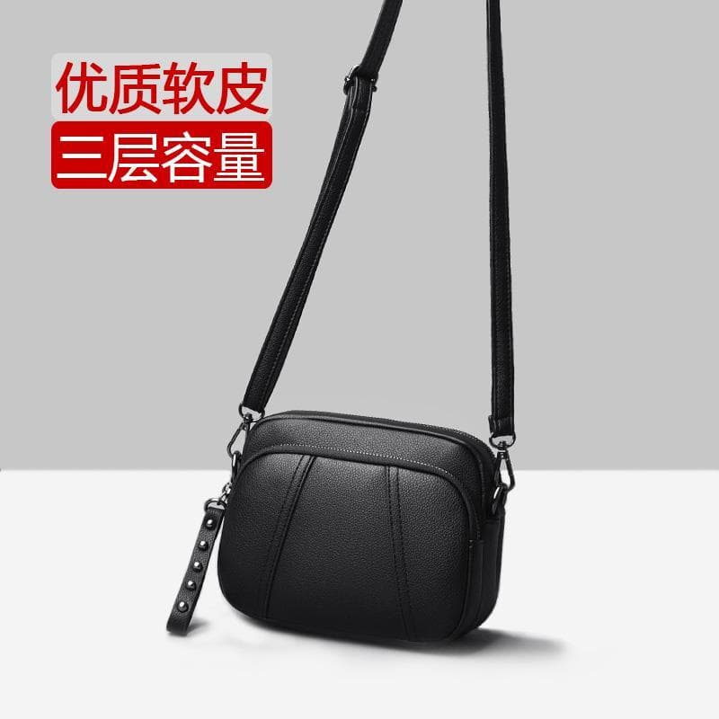 2024 novo estilo senhoras couro macio pequena bolsa redonda mãe de meia-idade saco Multi-camada ombro saco do mensageiro