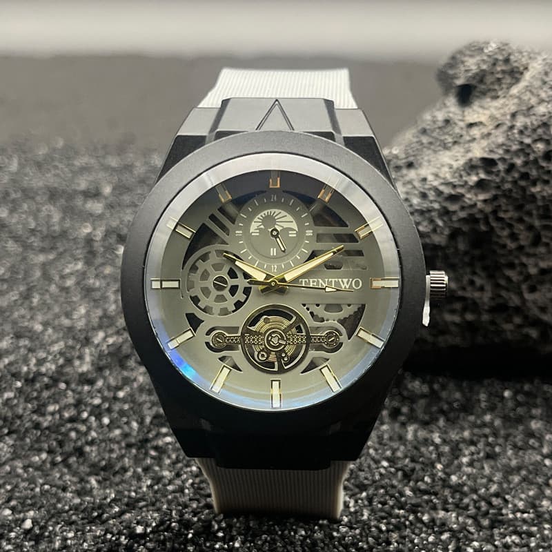 Relógio masculino azul claro oco Silicone pulseira relógio esportivo de quartzo