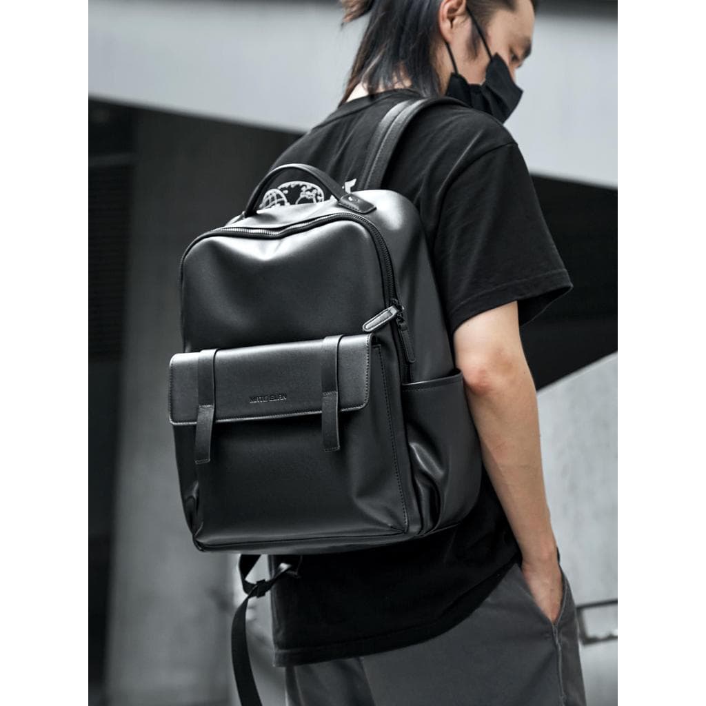 Genuíno couro genuíno mochila masculina de grande capacidade negócios Commuter mochila multifuncional saco de computador