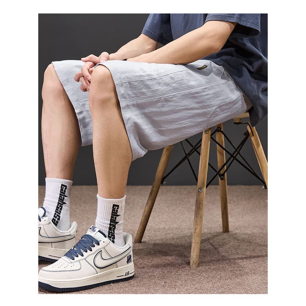Calças cortadas Tencel de linho masculinas 2025 verão estilo fino seda gelo exterior usar Shorts esportivos adolescente